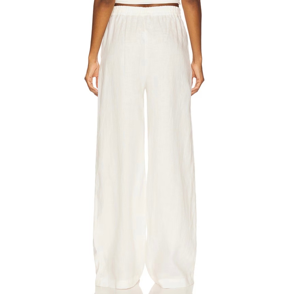 ENZA COSTA Linen Resort Pants Women XL Undyed Off White Wide Leg Drawstring - Picture 3 of 16
